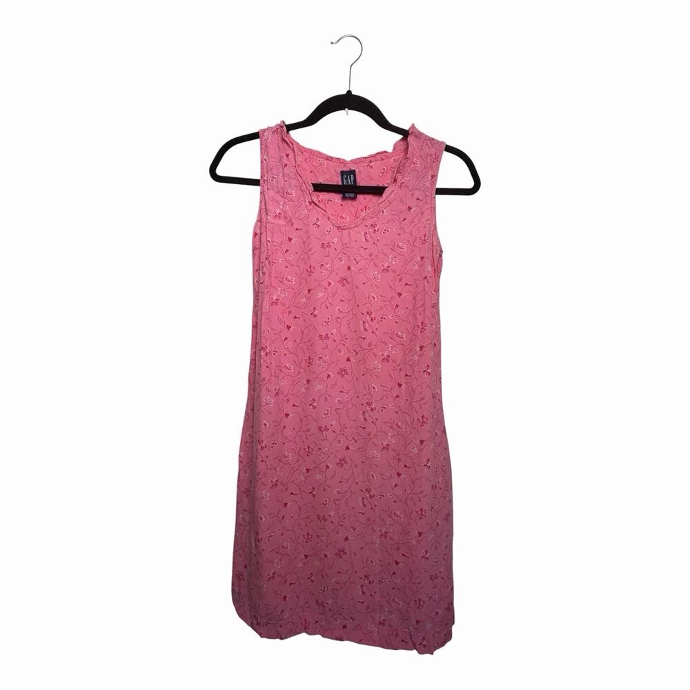 Gap XS Pink Floral Sleeveless Shift Dress Rayon Mini